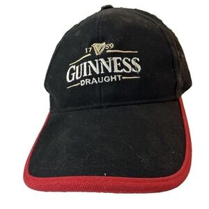 Vintage Guinness Draught Hat Black Red Adjustable Irish Beer Embroidered